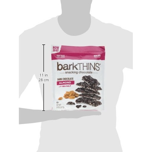 Barkthins Snacking Dark Chocolate Almond Sea Salt, 20Oz