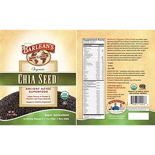 Barleans Non-Gmo Organic Chia Seed, 12 Ounce