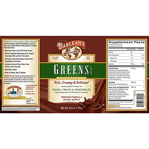 Barlean’S Greens, Chocolate Silk, 9.52-Oz