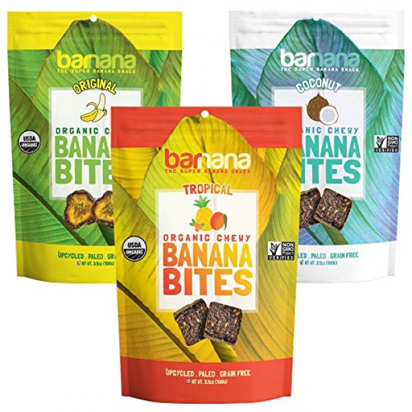 Barnana Organic Chewy Banana Bites - Variety - 3.5 Ounce, 3 Pack...