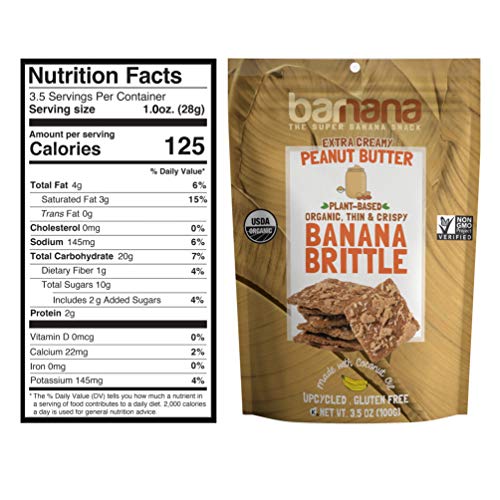 Barnana Organic Crunchy Banana Brittle - Peanut Butter, 3.5 Ounc