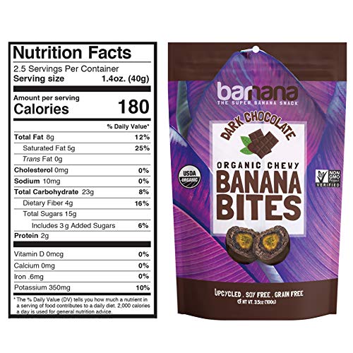 Barnana Organic Dark Chocolate Chewy Banana Bites - 3.5 Ounce, 3