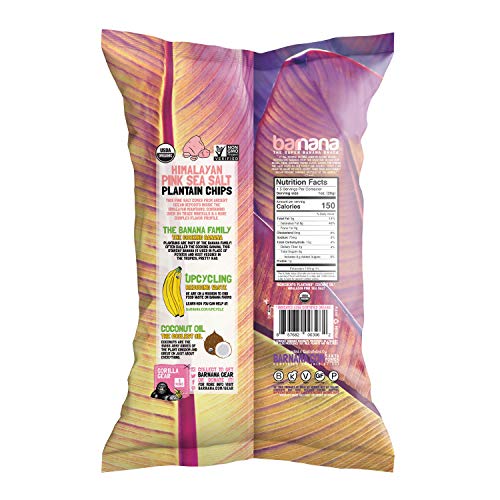 Barnana Organic Plantain Chips, Himalayan Pink Salt, 2 Ounce, 6