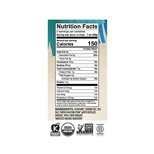 Barnana Organic Plantain Chips, Salt & Vinegar Paleo & Vegan Rid...