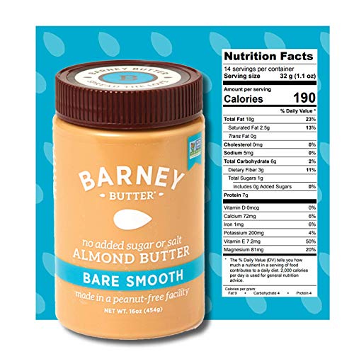 Barney Almond Butter, Bare Smooth, No Stir, No Sugar, No Salt, N