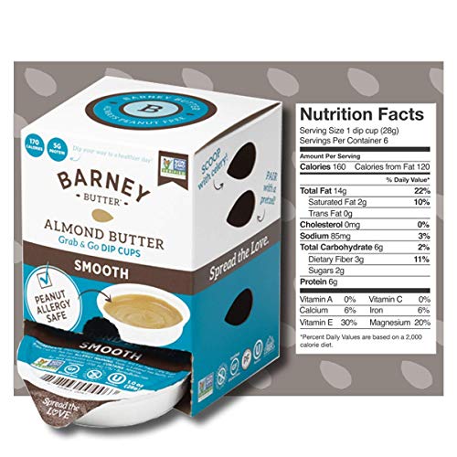Barney Butter Almond Butter Dip Cups, Bare Smooth, 6 Count Pack