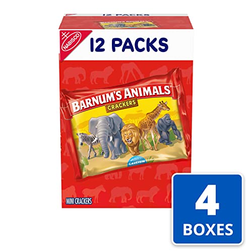 Barnums Original Animal Crackers, 4 Boxes Of 12 Snack Packs 48