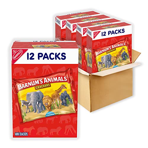 Barnums Original Animal Crackers, 4 Boxes Of 12 Snack Packs 48