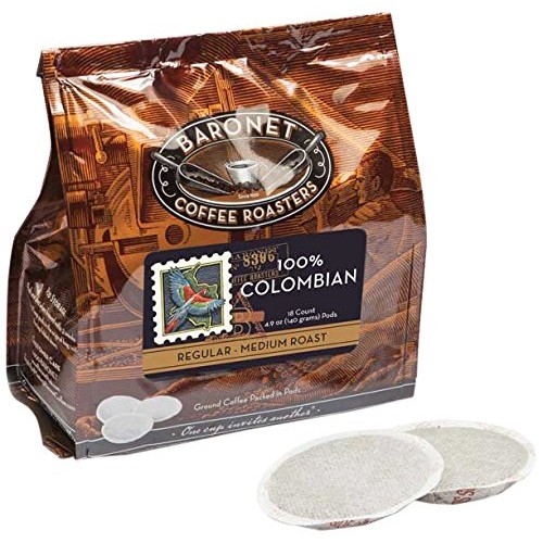 Baronet Coffee 100% Colombian Coffee Pods Bag, 54 Count