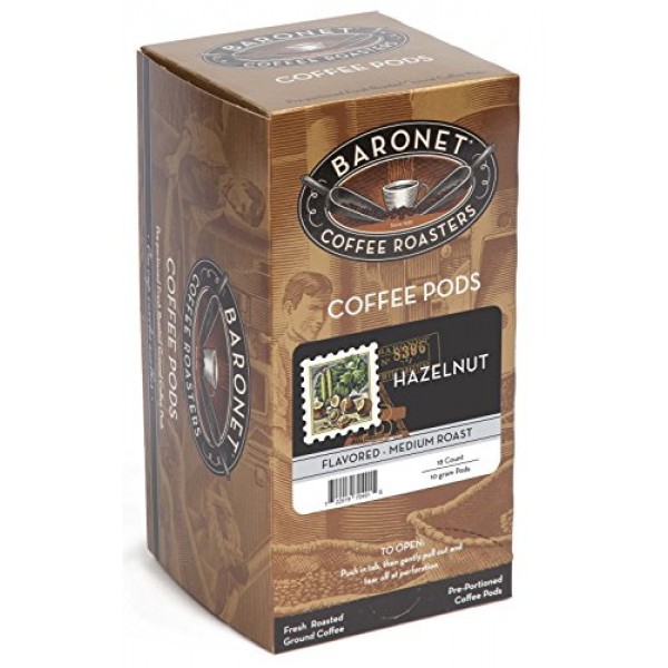 Baronet Coffee Hazelnut Medium Roast 140 G, 18-Count Coffee Po