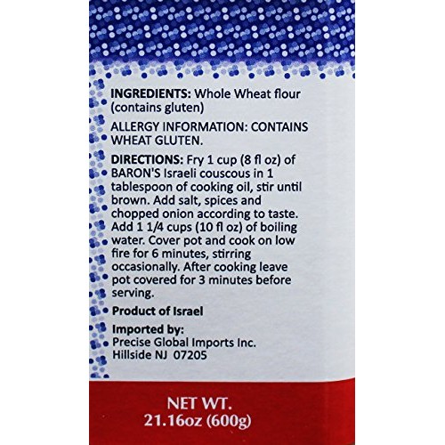 Barons Kosher Israeli Couscous Toasted Pasta 21.16-Ounce Jar -