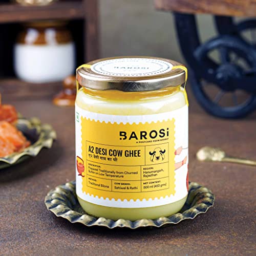 Barosi A2 Cow Ghee 17 Ounce, Clarified Butter, Produced From Gra