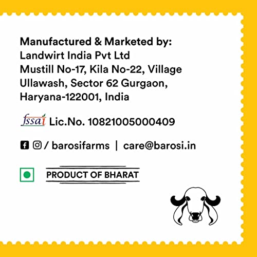 Barosi A2 Cow Ghee 17 Ounce, Clarified Butter, Produced From Gra