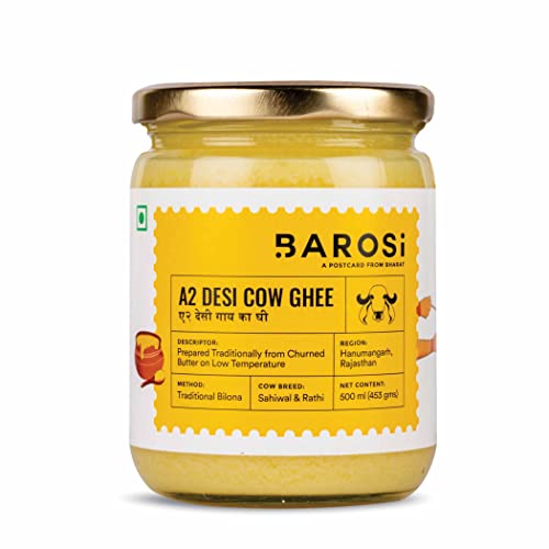 Barosi A2 Cow Ghee 17 Ounce, Clarified Butter, Produced From Gra