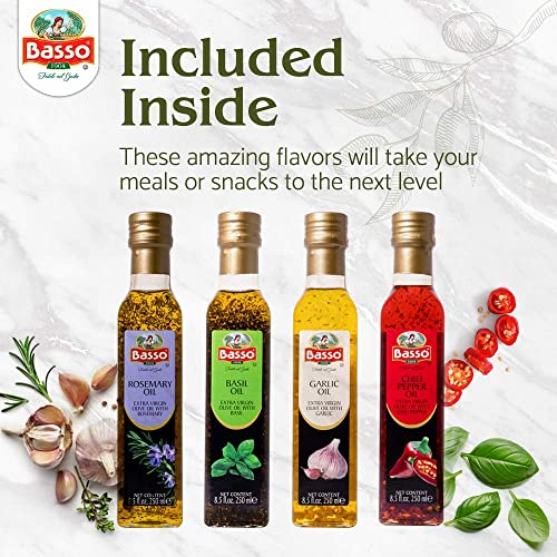 Basso, Garlic, Rosemary, Basil, Chili Pepper, 4 bottles x 8.5 fl...