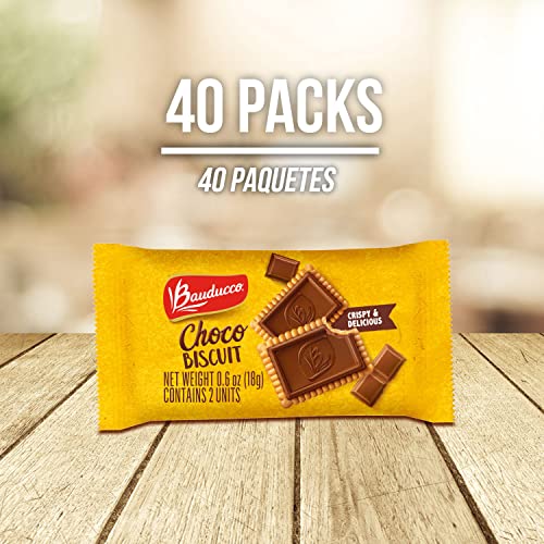 Bauducco Choco Biscuit Cookies -Tub 40 pk - Crispy & Delicious -...