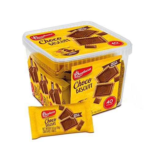Bauducco Choco Biscuit Cookies -Tub 40 pk - Crispy & Delicious -...