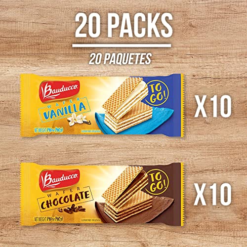 Bauducco Chocolate & Vanilla Wafer Cookies - Convenient Single S...