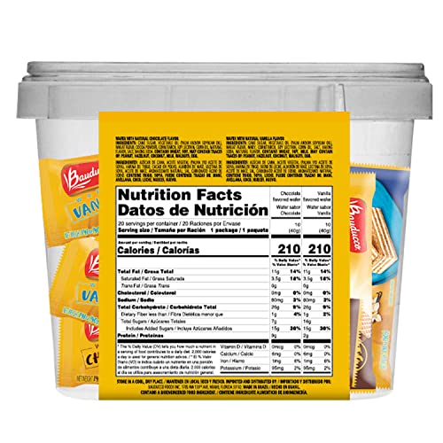 Bauducco Chocolate & Vanilla Wafer Cookies - Convenient Single S...