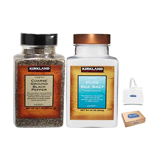 Kirkland Signature Sea Salt, Coarse Black Pepper, Bundle Pack