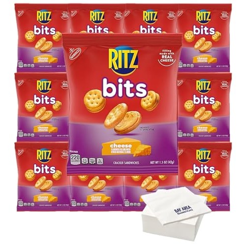 RITZ Bits Cheese Sandwich Crackers, 1.5 ounce Pack of 10 with ...