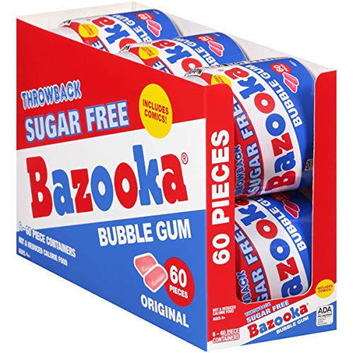 Bazooka Bubble Gum, Sugar Free Original, 60Count To Go Cup Pack