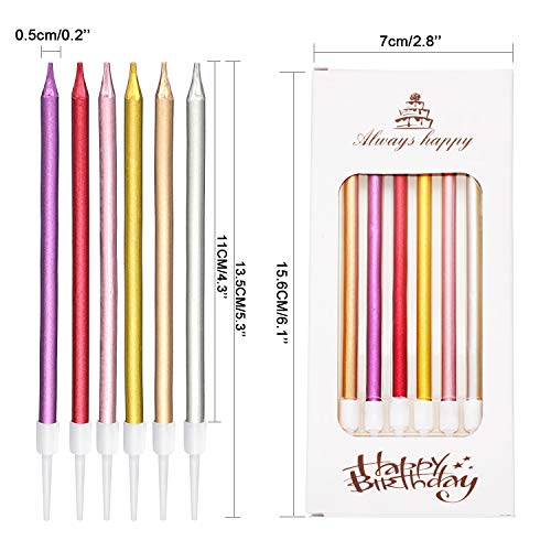 48 Pieces Cake Candles Long Birthday Candles Glitter Cake Candle