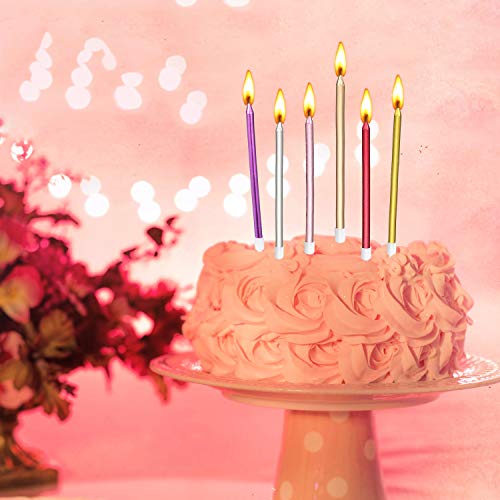 48 Pieces Cake Candles Long Birthday Candles Glitter Cake Candle