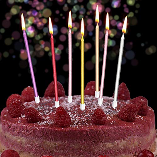 48 Pieces Cake Candles Long Birthday Candles Glitter Cake Candle