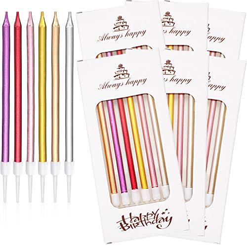 48 Pieces Cake Candles Long Birthday Candles Glitter Cake