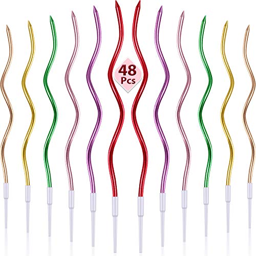 48 Pieces Twisty Birthday Candles Spiral Cake Candles With Holde
