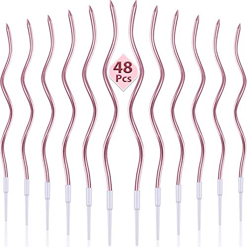 48 Pieces Twisty Birthday Candles Spiral Cake Candles With Holde