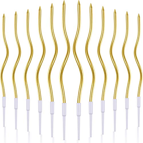 Bbto 12 Pieces Metallic Gold Twisty Birthday Candles Spiral Cake