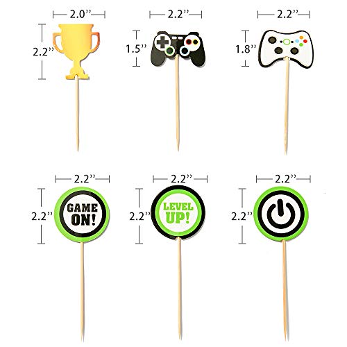 24 Pcs Video Game Cupcake Toppers, Food/Appetizer Picks For Kids