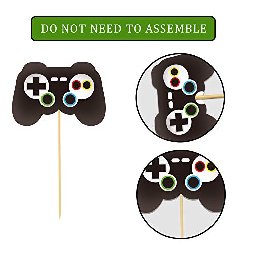 24 Pcs Video Game Cupcake Toppers, Food/Appetizer Picks For Kids