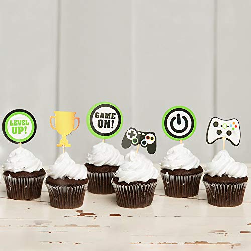 24 Pcs Video Game Cupcake Toppers, Food/Appetizer Picks For Kids