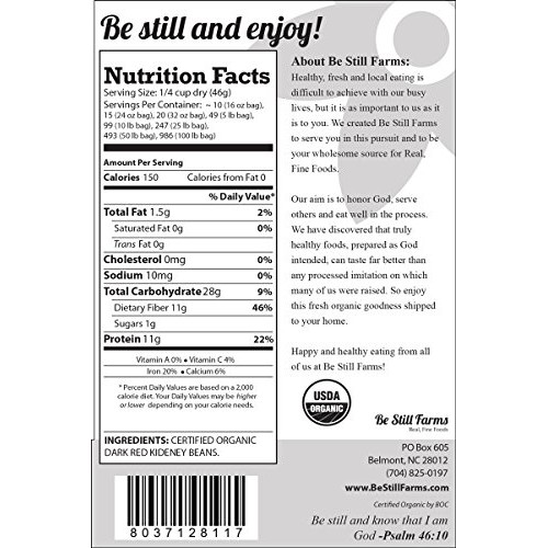 Be Still Farms Dark Red Kidney Beans 5Lb Dried Kidney Beans -