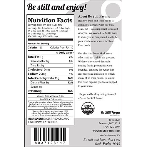 Be Still Farms Organic Einkorn Wheat Berries 5Lb Organic Farro