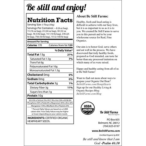 Be Still Farms Organic Hemp Seeds 5Lb Organic Hemp Hearts Seed