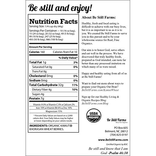 Be Still Farms Organic Kamut️ Khorasan Wheat Berries 5Lb Organ