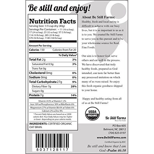 Be Still Farms Organic Oat Bran 5Lb Similar To Wheat Bran Bulk