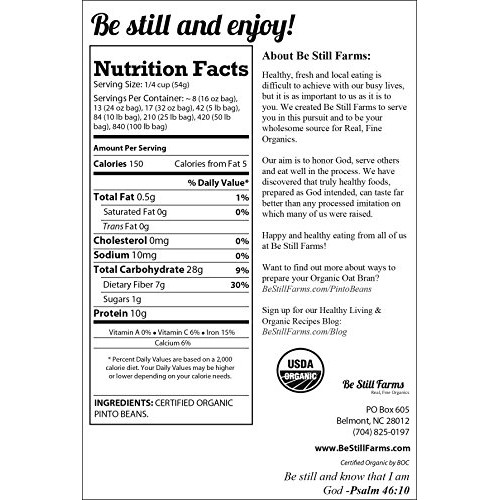 Be Still Farms Organic Pinto Beans 5Lb Dry Bulk - Ideal Dry Pi