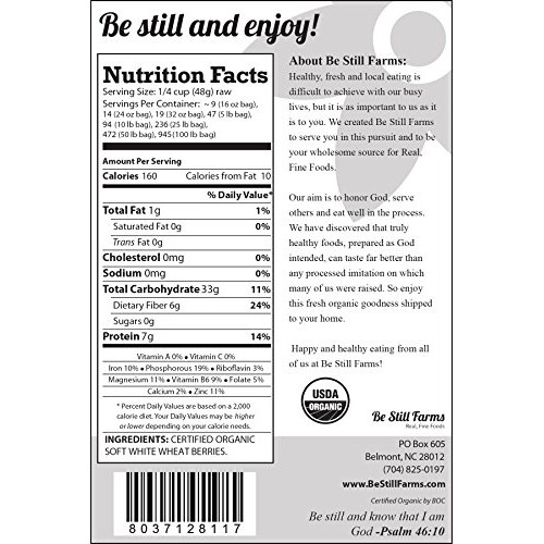 Be Still Farms Organic Soft White Wheat Berries {5Lb} Organic Wh