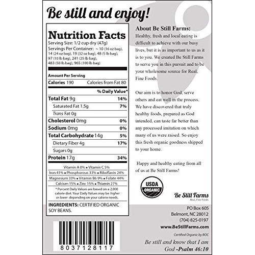 Be Still Farms Organic Soybeans 5Lb Raw Soy Beans Are Organic