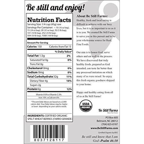 Be Still Farms Organic Spelt Wheat Berries 5Lb Grind Wheat To
