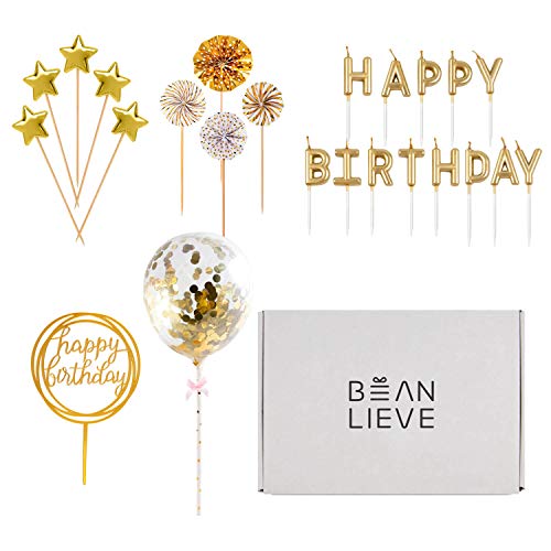 Bean Lieve Birthday Candles Set - Cake Topper Decoration With Ca