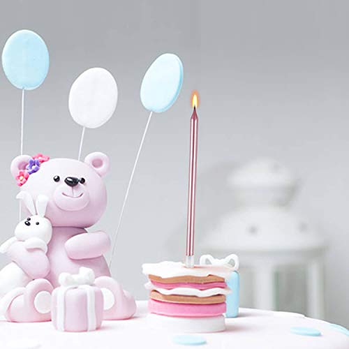 Beanlieve 24 Count Birthday Candles - Long Thin Cake Candles Slo