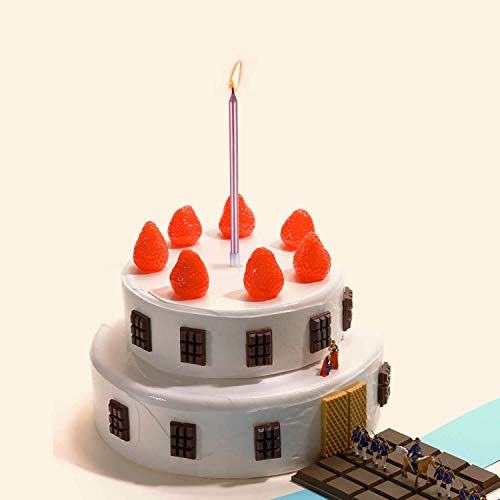 Beanlieve 24 Count Birthday Candles - Long Thin Cake Candles Slo