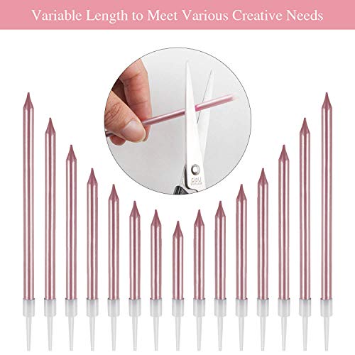 Beanlieve 24 Count Birthday Candles - Long Thin Cake Candles Slo