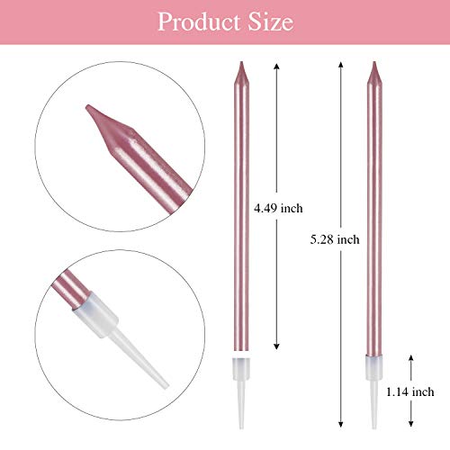 Beanlieve 24 Count Birthday Candles - Long Thin Cake Candles Slo
